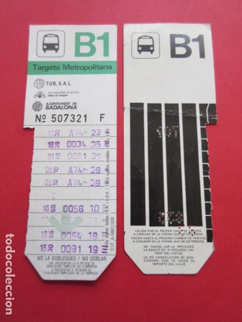 Sammeln von Fahrkarten: TARJETA RESISTIVA - Ref: COL_RESISTIVA - COL_RES_ARBCN - B1 TUBSAL BADALONA - VER DIFERENCIAS