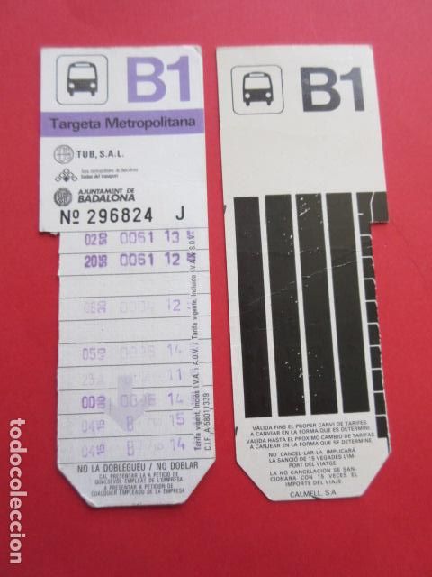 Sammeln von Fahrkarten: TARJETA RESISTIVA - Ref: COL_RESISTIVA - COL_RES_ARBCN - B1 TUBSAL BADALONA - VER DIFERENCIAS