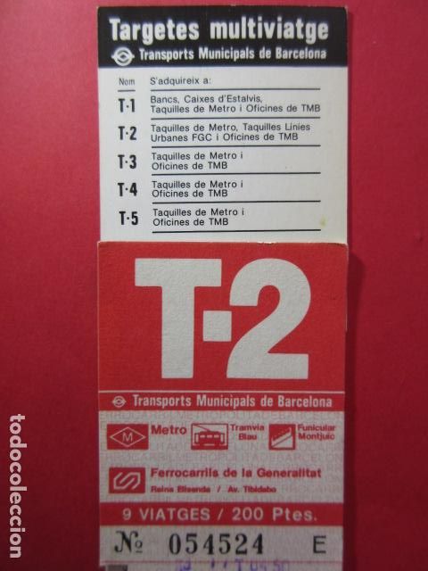 Collectables Transport Tickets: TARJETA RESISTIVA - Ref: COL_RESISTIVA - COL_RES_T2 - 1984/85 - 200 PESETAS - 9 VIAJES