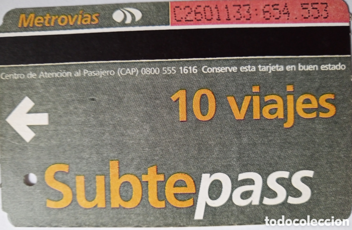 Collectables Transport Tickets: BILLETE TRANSPORTE METROVIAS. ARGENTINA