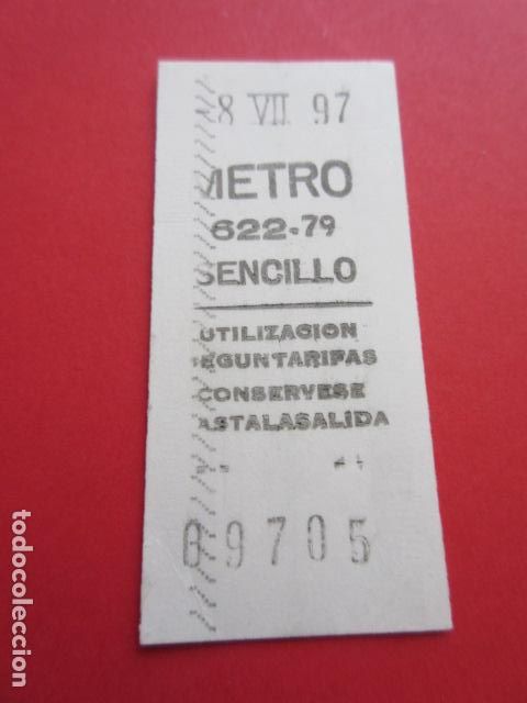 Collectables Transport Tickets: 1 BILLETE METRO DE MADRID A&Ntilde;O 1997 - 622 - 79