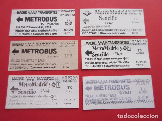 Collectables Transport Tickets: LOTE 6 BILLETE METRO DE MADRID VER IMAGEN