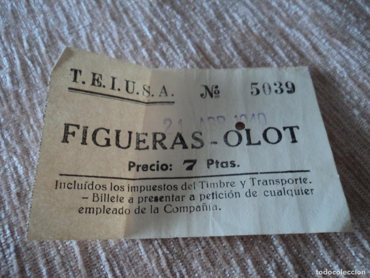 Colecionismos Bilhetes de Transporte: BILLETE DE TRANSPORTE, T.E.I.U.S.A. FIGUERAS - OLOT, 1940