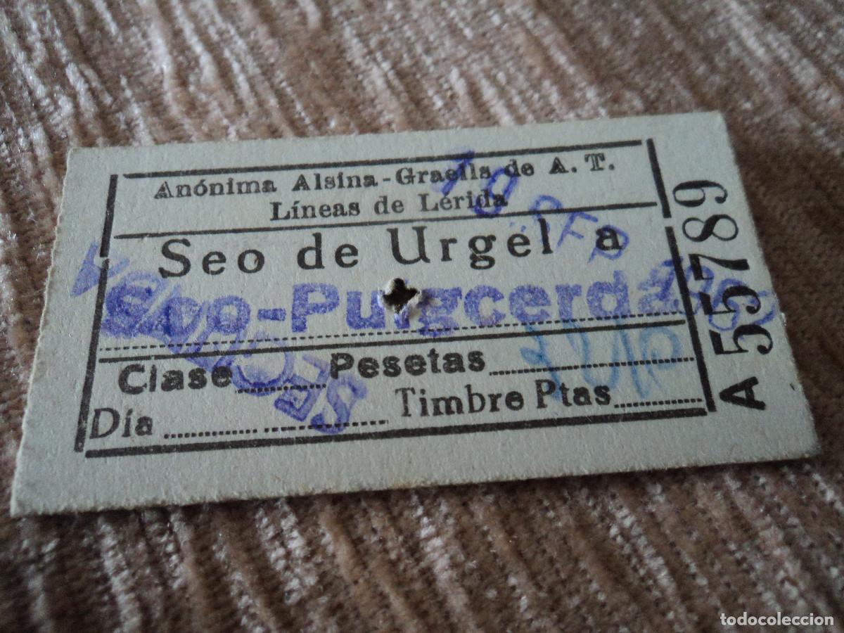 Colecionismos Bilhetes de Transporte: BILLETE DE TRANSPORTE EDMONSON, SEO DE URGEL - PUIGCERDA, 1962