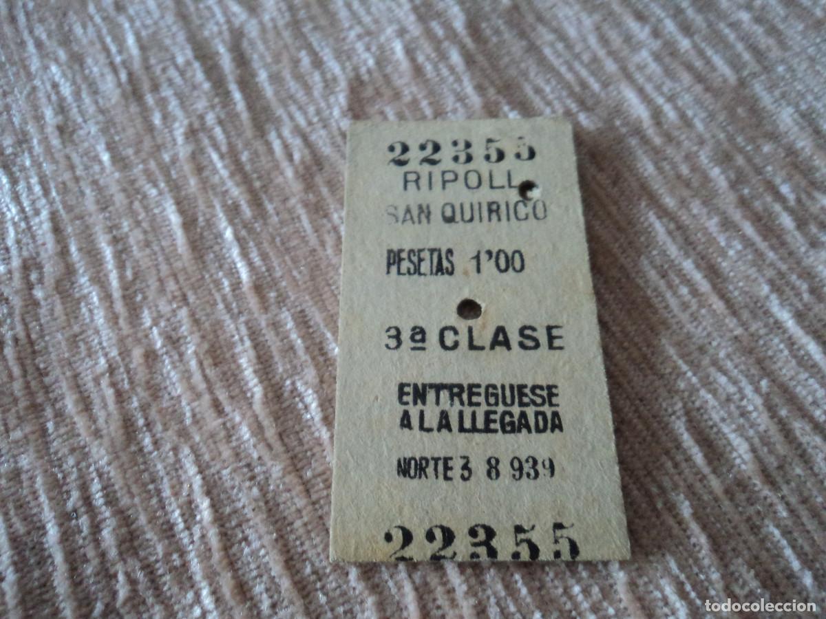 Colecionismos Bilhetes de Transporte: BILLETE DE TRANSPORTE EDMONSON, RIPOLL - SAN QUIRICO, 1940