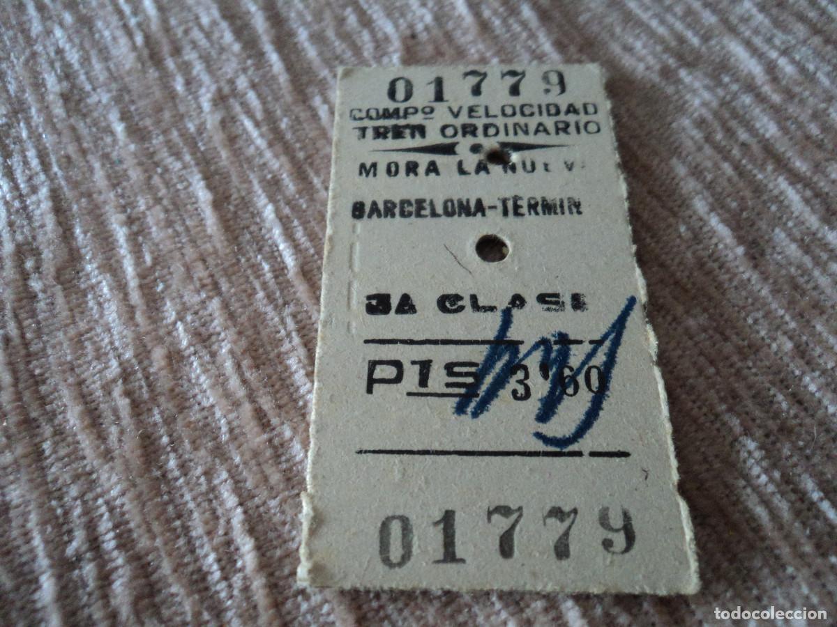 Colecionismos Bilhetes de Transporte: BILLETE DE TRANSPORTE EDMONSON, MORA LA NUEVA - BARCELONA TERMINO , 1957