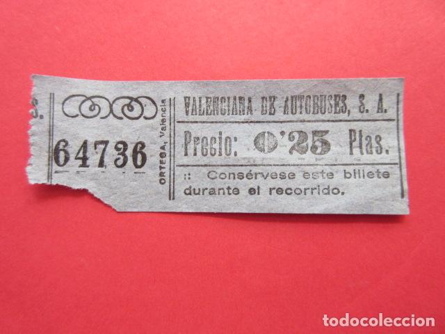 Colecionismos Bilhetes de Transporte: BILLETE VALENCIA VALENCIANA DE AUTOBUSES - VER FOTO PRECIO O TRAYECTOS
