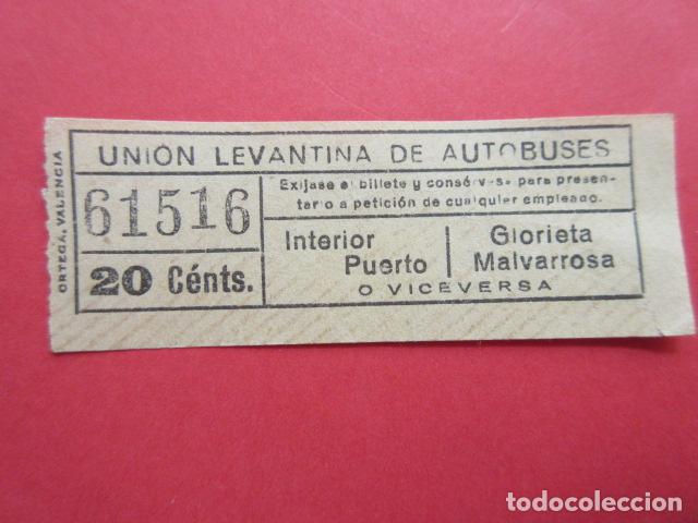 Sammeln von Fahrkarten: BILLETE VALENCIA UNION LEVANTINA DE AUTOBUSES CAPICUA 65756 - VER FOTO PRECIO O TRAYECTOS