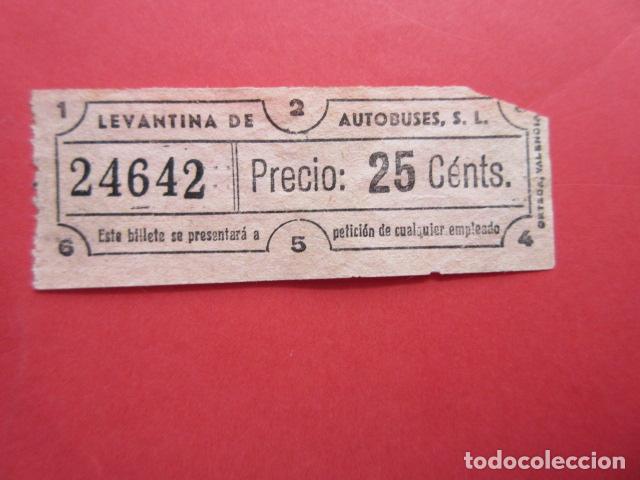 Colecionismos Bilhetes de Transporte: BILLETE VALENCIA LEVANTINA DE AUTOBUSES CAPICUA 24642 - VER FOTO PRECIO O TRAYECTOS