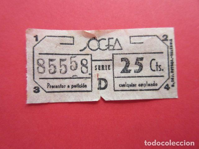 Colecionismos Bilhetes de Transporte: BILLETE VALENCIA SOGEA SOCIEDAD GENERAL AUTOBUSES CAPICUA 85558 - VER FOTO PRECIO O TRAYECTOS