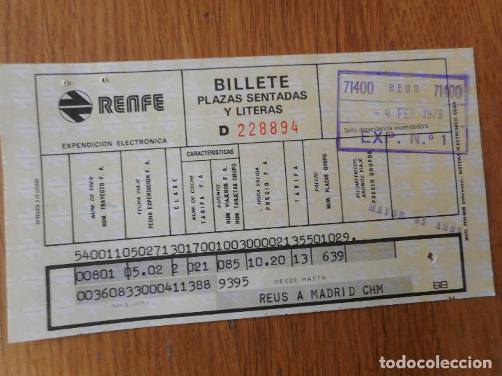 Collectables Transport Tickets: ANTIGUO BILLETE TREN RENFE REUS - MADRID 1979 MAYOR 65 A&Ntilde;OS.