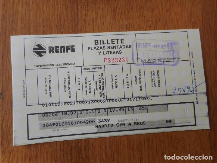 Colecionismos Bilhetes de Transporte: ANTIGUO BILLETE TREN RENFE MADRID - REUS 1979