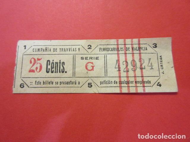 Collectables Transport Tickets: BILLETE VALENCIA COMPA&Ntilde;IA TRANVIA Y FERROCARRIL CAPICUA 42924 - VER FOTO