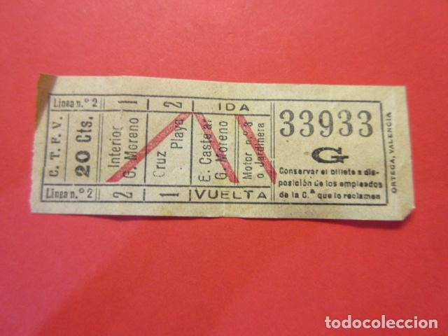 Collectables Transport Tickets: BILLETE VALENCIA COMPA&Ntilde;IA TRANVIA Y FERROCARRIL CAPICUA 33933 - VER FOTO TRAYECTOS C.F.T.V.