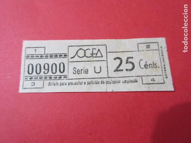 Collectables Transport Tickets: BILLETE VALENCIA SOGEA SOCIEDAD GENERAL AUTOBUSES CAPICUA 00900 - VER FOTO PRECIO O TRAYECTOS