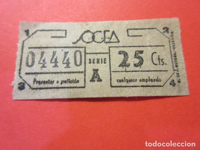 Coleccionismo Billetes de transporte: BILLETE VALENCIA SOGEA SOCIEDAD GENERAL AUTOBUSES CAPICUA 04440 - VER FOTO PRECIO O TRAYECTOS