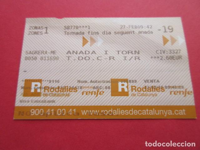 Colecionismos Bilhetes de Transporte: TARJETA RENFE - Ref: COL_RENFE_CERCANIAS - SAGRERA - ME - ANADA I TORN T.DO C-R I/R A&Ntilde;O 2019