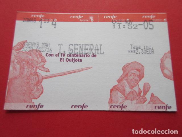 Colecionismos Bilhetes de Transporte: TARJETA RENFE - Ref: COL_RENFE_CERCANIAS ARENYS DE MAR T. GENERAL V CENTENARIO DON QUIJOTE
