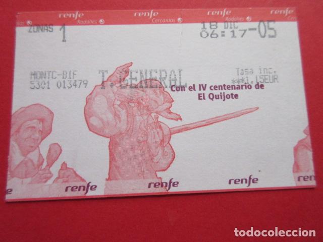 Collectables Transport Tickets: TARJETA RENFE - Ref: COL_RENFE_CERCANIAS MONCADA BIFURCACION T. GENERAL V CENTENARIO DON QUIJOTE
