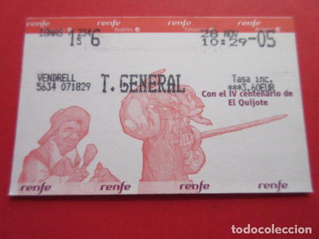 Collectables Transport Tickets: TARJETA RENFE - Ref: COL_RENFE_CERCANIAS VENDRELL T. GENERAL V CENTENARIO DON QUIJOTE