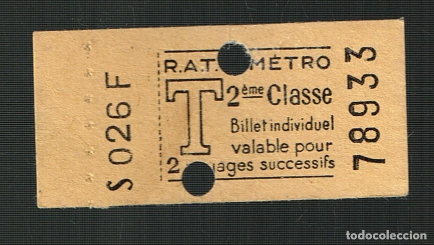 Collectables Transport Tickets: R.A.T.&iquest;P.? Antiguo Billete Metro de Par&iacute;s. 2&eacute;me. Classe - Taladrado Valable 2 Voyages Successifs
