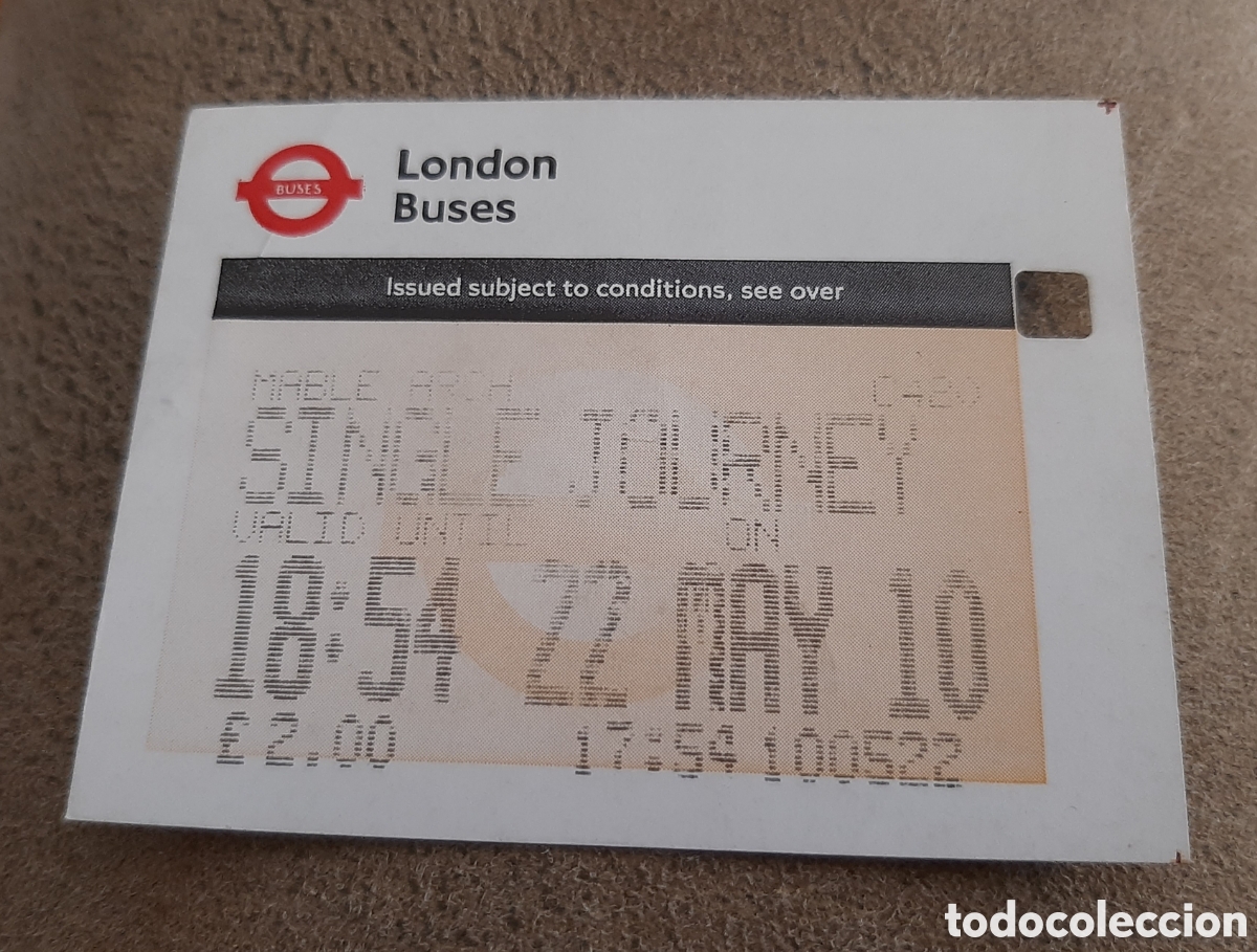 Coleccionismo Billetes de transporte: Billete autob&uacute;s Londres 2010 COMPRA MINIMA 5&euro;