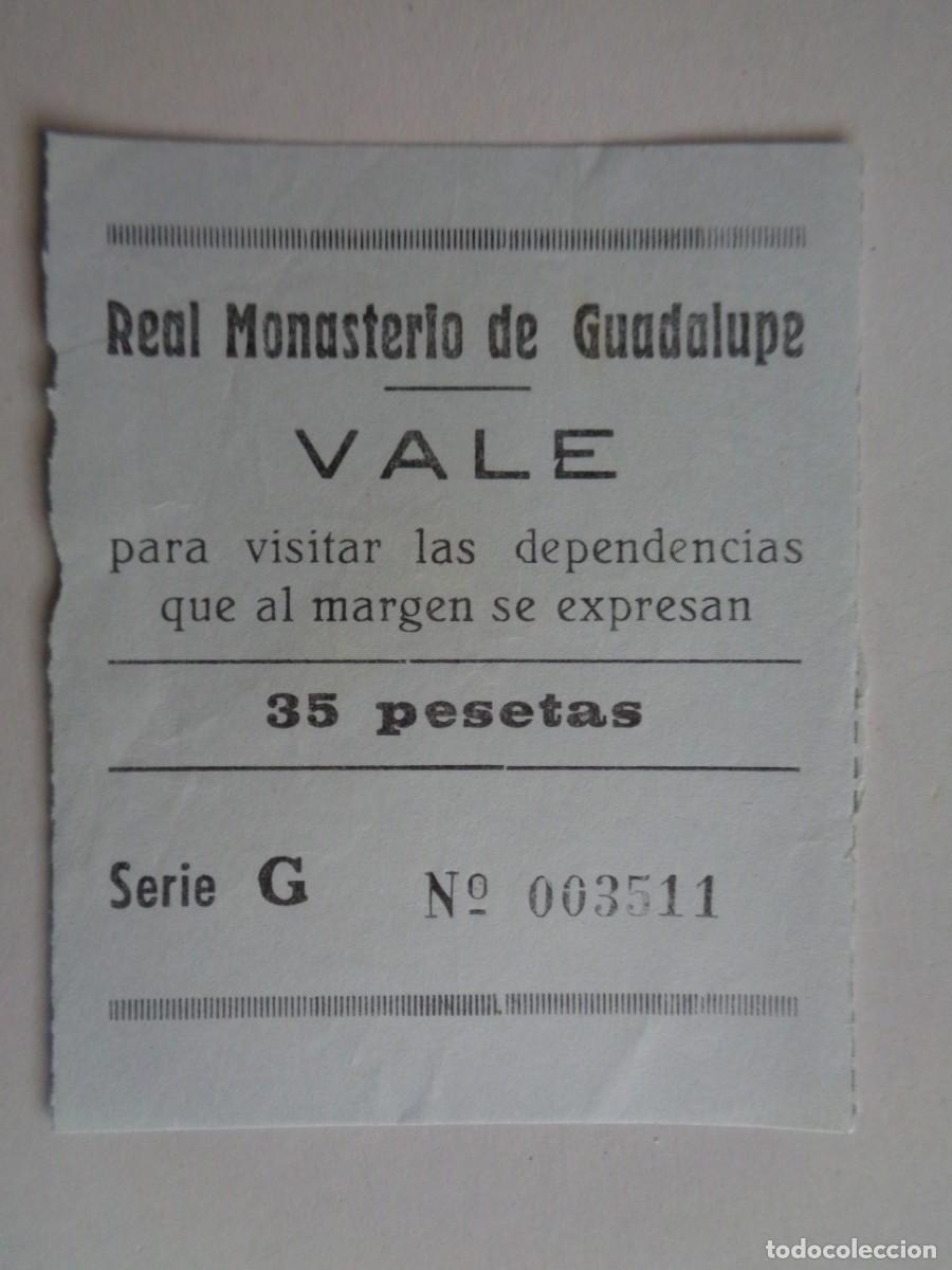 Colecionismos Bilhetes de Transporte: REAL MONASTERIO DE GUADALUPE ( CACERES ): VALE PARA VISITAR LAS DEPENDENCIAS