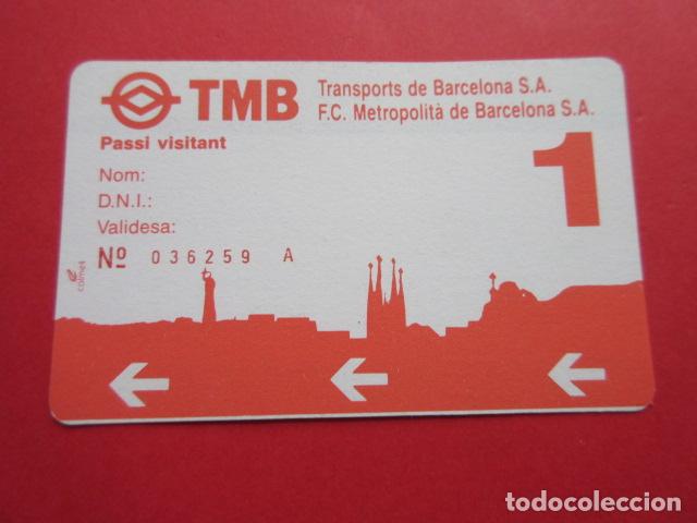 Coleccionismo Billetes de transporte: ref: TMAGMETRO - PASE VISITANTE 1 DIA- 1 TARJETA COLECCI&Oacute;N MAGNETICA METRO BARCELONA - LEER INTERIOR
