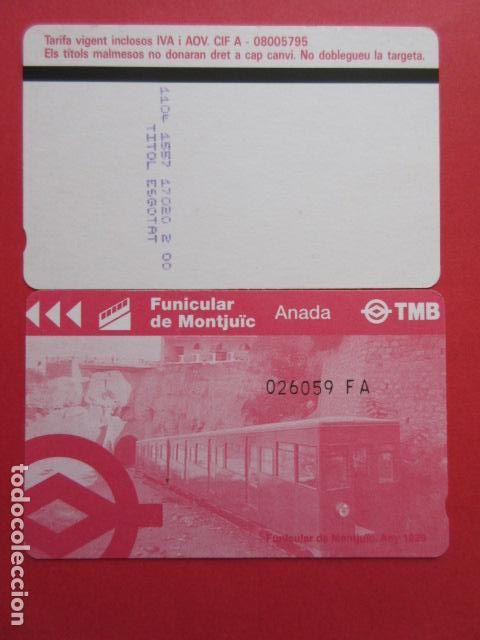 Collectables Transport Tickets: ref: TARMAGTBM - 1 TARJETA FUNICULAR MONTJUICH VER - COLECCI&Oacute;N MAGNETICA BARCELONA - LEER INTERIOR