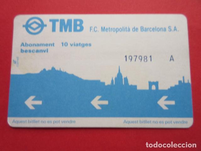 Coleccionismo Billetes de transporte: ref: TARMAGTBM - 1 TARJETA METRO VER - COLECCI&Oacute;N MAGNETICA BARCELONA - LEER INTERIOR