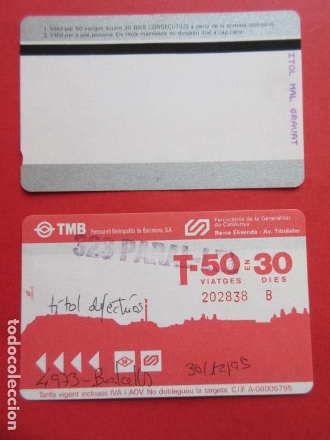 Coleccionismo Billetes de transporte: ref: TARMAGTBM - 1 TARJETA SELLO ESTACION PARAL.LEL - COLECCI&Oacute;N MAGNETICA BARCELONA - LEER INTERIOR