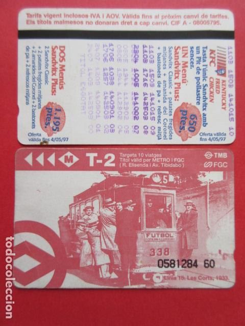 Coleccionismo Billetes de transporte: ref: TARMAGTBM - 1 TARJETA METRO T-2 VER - COLECCI&Oacute;N MAGNETICA BARCELONA - LEER INTERIOR