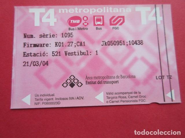Collectables Transport Tickets: ref: TARMAGROSA - 1 TARJETA T-4 SERIE TZ INICIO ROLLO- COLECCI&Oacute;N MAGNETICA BARCELONA - LEER INTERIOR