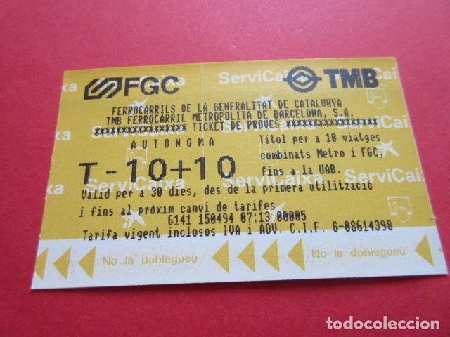 Coleccionismo Billetes de transporte: ref: TARMAGCAIXA - 1 TARJETA T-10+10 PRUEBAS VER PIE - COLECCI&Oacute;N MAGNETICA BARCELONA - LEER INTERIOR