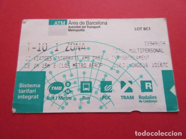 Coleccionismo Billetes de transporte: ref: TARMAGATM 1TARJETA T-10 1 ZONA SERIE BC1 VER COLECCI&Oacute;N MAGNETICA BARCELONA LEER INTERIOR