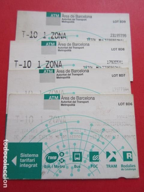 Coleccionismo Billetes de transporte: ref: TARMAGATM 4TARJETA T-10 1 ZONA SERIE BD6,7,8,9 VER COLECCI&Oacute;N MAGNETICA BARCELONA LEER INTERIOR