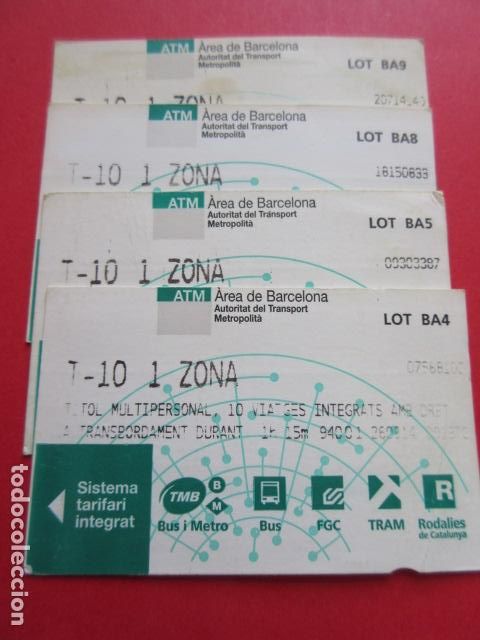 Coleccionismo Billetes de transporte: ref: TARMAGATM 4 TARJETA T-10 1 ZONA SERIE BA4,5,8,9 VER COLECCI&Oacute;N MAGNETICA BARCELONA LEER INTERIOR