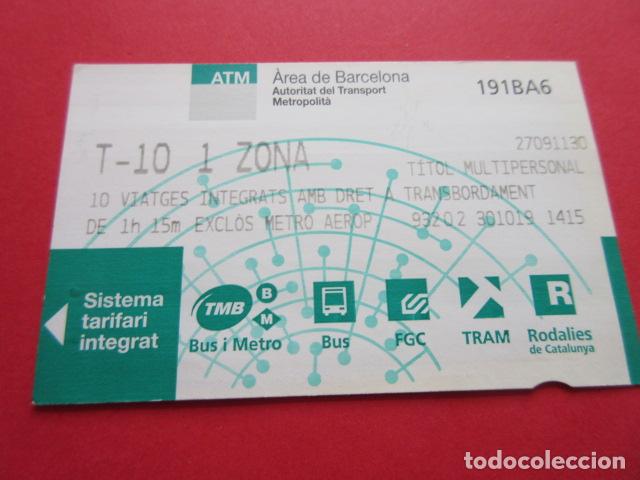 Coleccionismo Billetes de transporte: ref: TARMAGATM - 1 TARJETA T-10 1 ZONA SERIE 191BA6 VER -COLECCI&Oacute;N MAGNETICA BARCELONA LEER INTERIOR