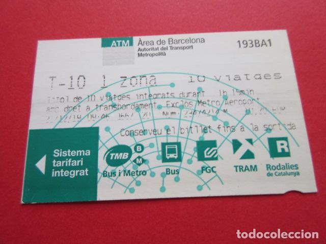 Coleccionismo Billetes de transporte: ref: TARMAGATM - 1 TARJETA T-10 1 ZONA SERIE 193BA1 VER -COLECCI&Oacute;N MAGNETICA BARCELONA LEER INTERIOR