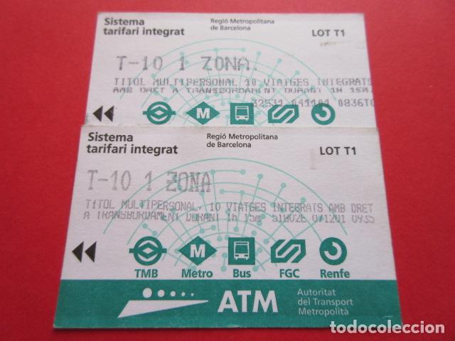 Coleccionismo Billetes de transporte: ref: TARMAGATM - 2 TARJETA T-10 1 ZONA SERIE T1 VER Z -COLECCI&Oacute;N MAGNETICA BARCELONA LEER INTERIOR