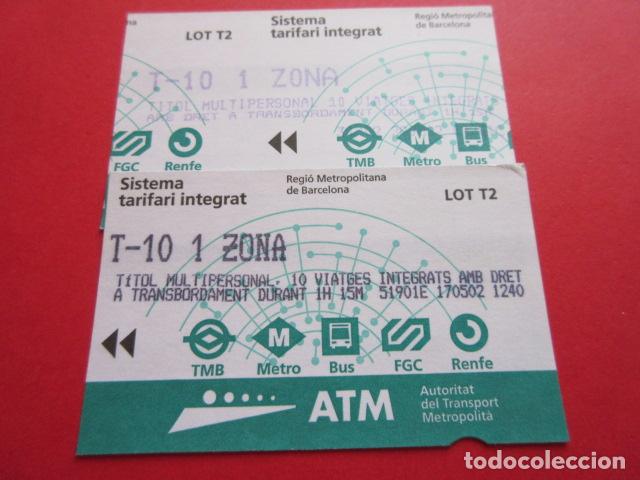 Coleccionismo Billetes de transporte: ref: TARMAGATM - 2 TARJETA T-10 1 ZONA SERIE T2 VER Z -COLECCI&Oacute;N MAGNETICA BARCELONA LEER INTERIOR