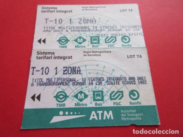 Coleccionismo Billetes de transporte: ref: TARMAGATM - 2 TARJETA T-10 1 ZONA SERIE T4 VER Z -COLECCI&Oacute;N MAGNETICA BARCELONA LEER INTERIOR
