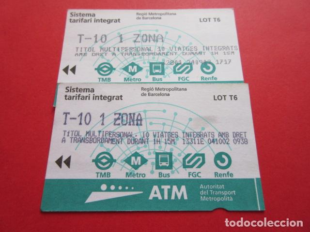 Coleccionismo Billetes de transporte: ref: TARMAGATM - 2 TARJETA T-10 1 ZONA SERIE T6 VER Z -COLECCI&Oacute;N MAGNETICA BARCELONA LEER INTERIOR