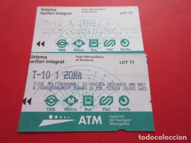 Coleccionismo Billetes de transporte: ref: TARMAGATM - 2 TARJETA T-10 1 ZONA SERIE T7 VER Z -COLECCI&Oacute;N MAGNETICA BARCELONA LEER INTERIOR