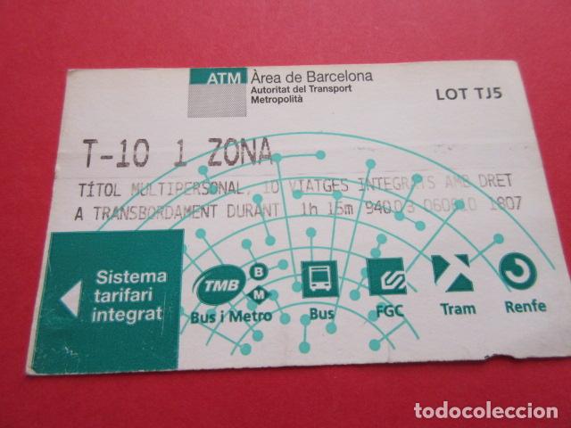 Coleccionismo Billetes de transporte: ref: TARMAGATM - 1 TARJETA T-10 1 ZONA SERIE TJ5 VER -COLECCI&Oacute;N MAGNETICA BARCELONA LEER INTERIOR