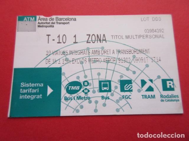 Coleccionismo Billetes de transporte: ref: TARMAGATM -1 TARJETA T-10 1 ZONA SERIE DD3 VER - COLECCI&Oacute;N MAGNETICA BARCELONA LEER INTERIOR