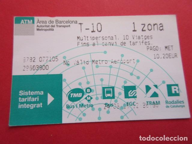 Coleccionismo Billetes de transporte: ref: TARMAGATM -1 TARJETA T-10 1 ZONA SIN SERIE VER DIF- COLECCI&Oacute;N MAGNETICA BARCELONA LEER INTERIOR