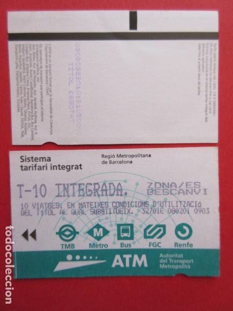 Sammeln von Fahrkarten: ref: TARMAGATM - 1 TARJETA T-10 INTEGRADA BESCANVI - COLECCI&Oacute;N MAGNETICA BARCELONA LEER INTERIOR