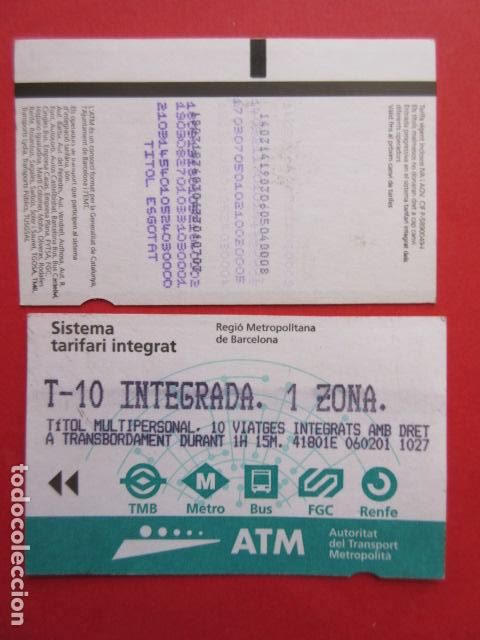 Sammeln von Fahrkarten: ref: TARMAGATM - 1 TARJETA T-10 INTEGRADA 1 ZONA - COLECCI&Oacute;N MAGNETICA BARCELONA LEER INTERIOR