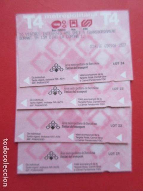 Collectables Transport Tickets: ref: TARMAGROSA - 4 TARJETA T-4 SERIE Z1,2,3,4- COLECCI&Oacute;N MAGNETICA BARCELONA - LEER INTERIOR